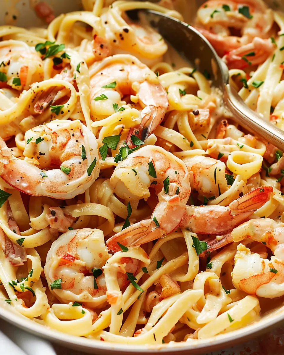 Creamy Tuscan Shrimp Pasta with Turkey Bacon: A Delightful Twist