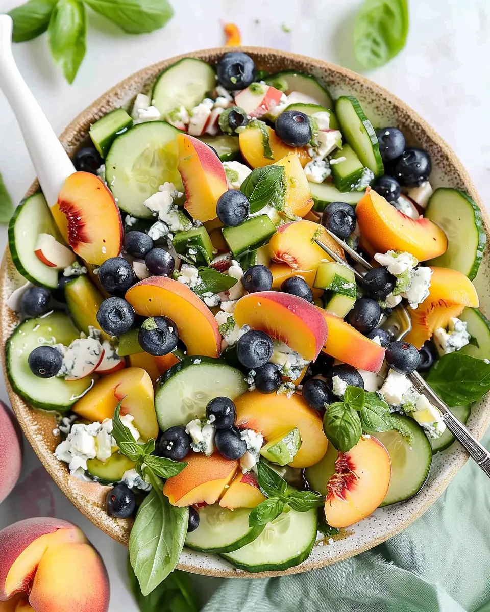 Blueberry Cucumber Salad: Easy Summer Delight with Peaches and Goat Cheese