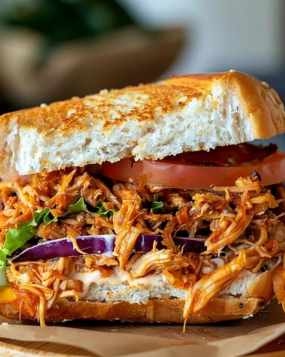 Shredded Chicken Sandwich with Turkey Bacon: A Juicy Delight