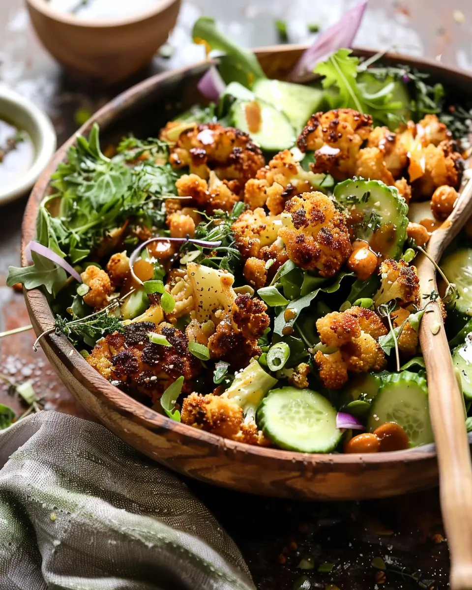 Roasted Cauliflower Salad: Easy Creamy Honey Mustard Vinaigrette