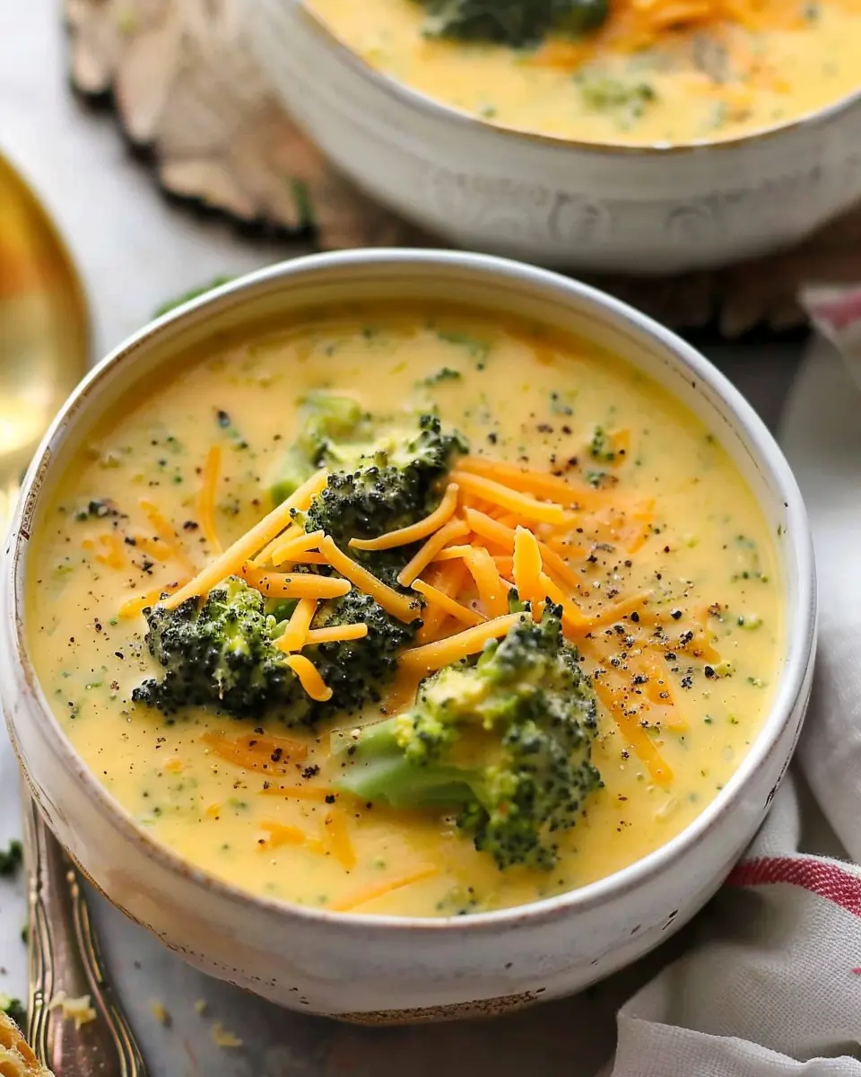 Healthy Broccoli Cheddar Soup with Turkey Bacon and Chicken Ham
