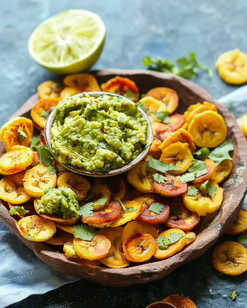 Baked Plantain Chips: The Best Crunchy Treat with Garlicky Guacamole