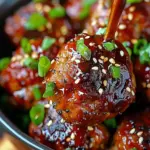 Sticky Korean BBQ Meatballs with Gochujang Glaze