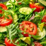 Arugula Salad with Tomato, Cucumber, and Avocado