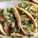 Shredded Chicken Tacos with Creamy Chimichurri Sauce